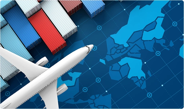 container-cargo-ship-airplane-import-export-business-logistic-digital-world-map