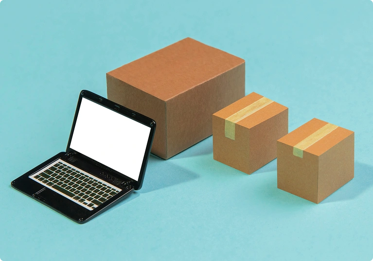 high-angle-laptop-boxes-arrangement